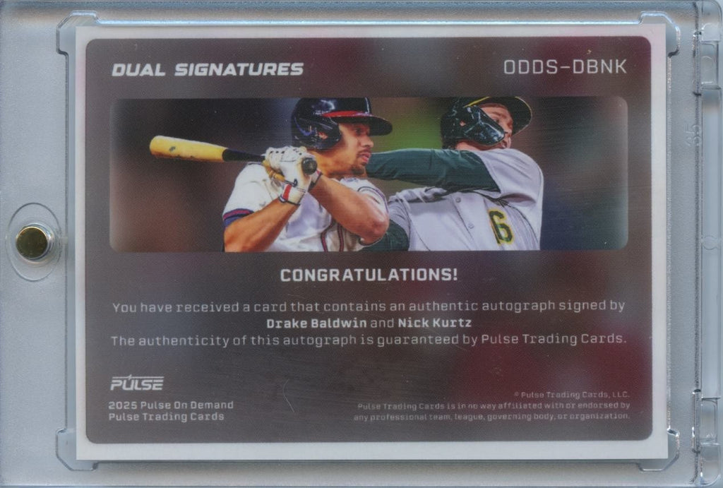 Nick Kurtz / Drake Baldwin 2025 Pulse Auto Autograph RC Athletics Braves 5/5