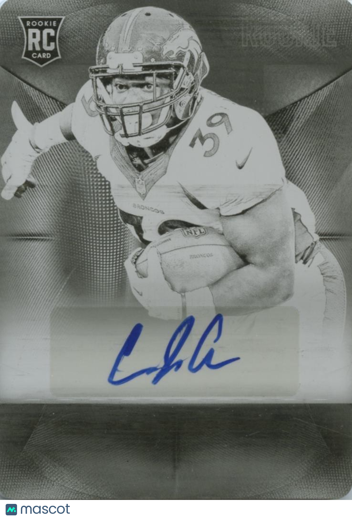 C.J. Anderson 2013 Black Auto Autograph Printing Plate RC Denver Broncos 1/1