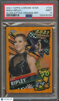 Rhea Ripley 2021 Topps Chrome Attax Orange Refractor WWE Wrestling 15/25 PSA 9