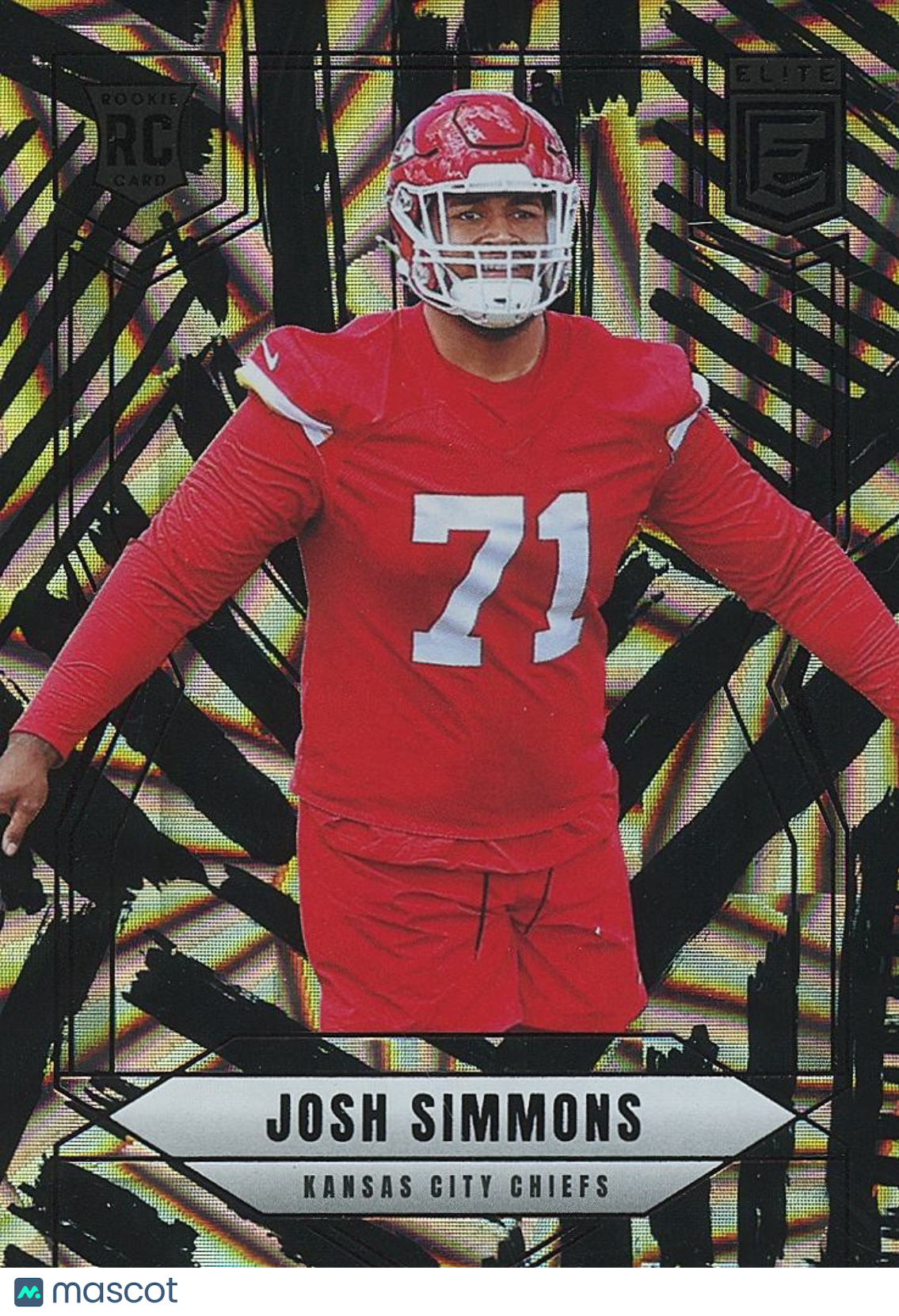 Josh Simmons 2025 Elite Razzle Dazzle SSP CASE HIT RC Rookie KC Chiefs