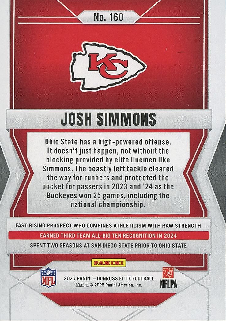 Josh Simmons 2025 Elite Razzle Dazzle SSP CASE HIT RC Rookie KC Chiefs