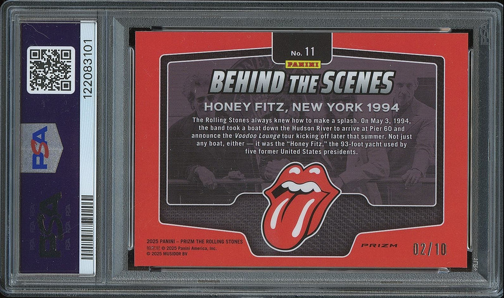 Honey Fitz. 2025 Prizm Rolling Stones Behind The Scenes GOLD Prizm 2/10 PSA 9
