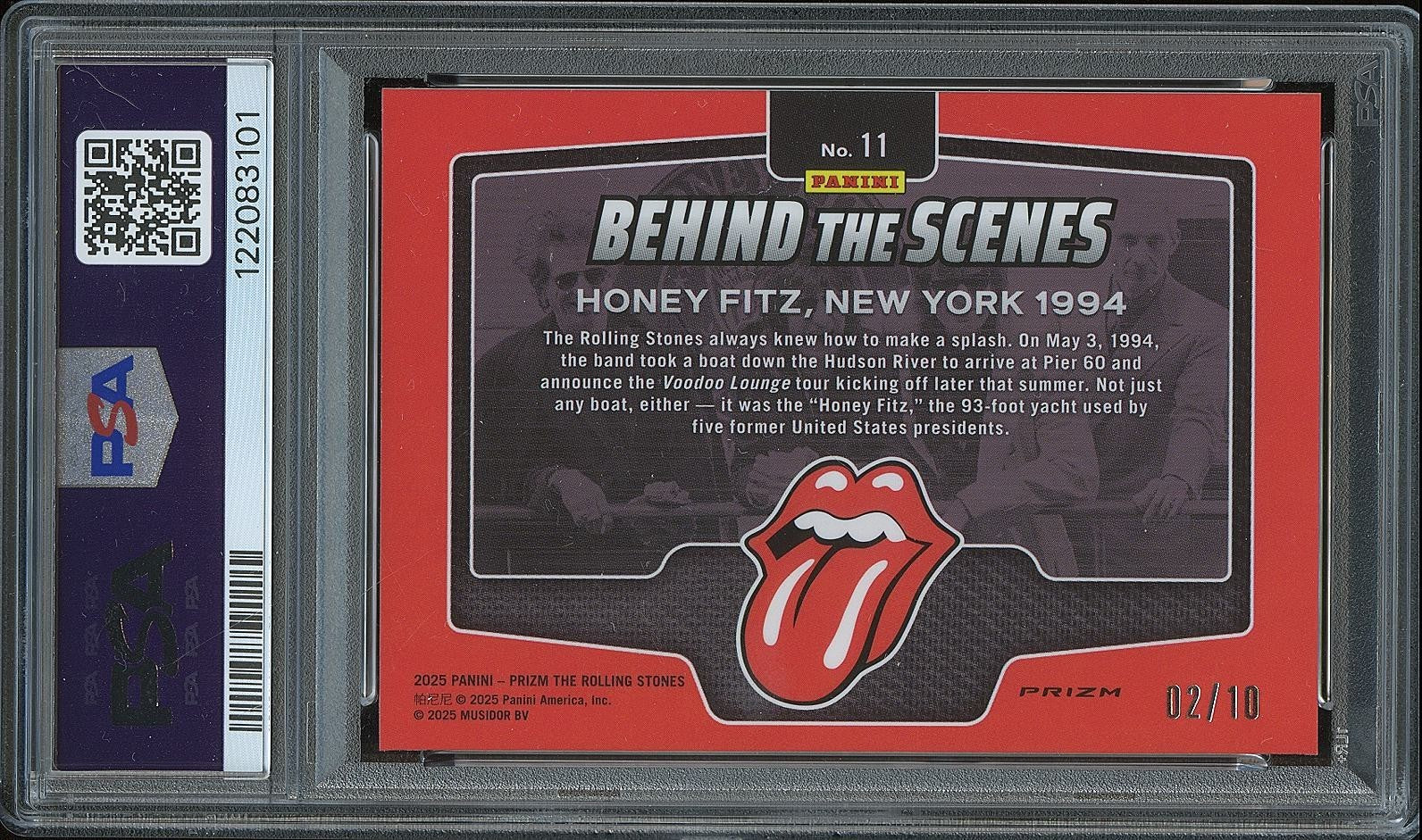 Honey Fitz. 2025 Prizm Rolling Stones Behind The Scenes GOLD Prizm 2/10 PSA 9