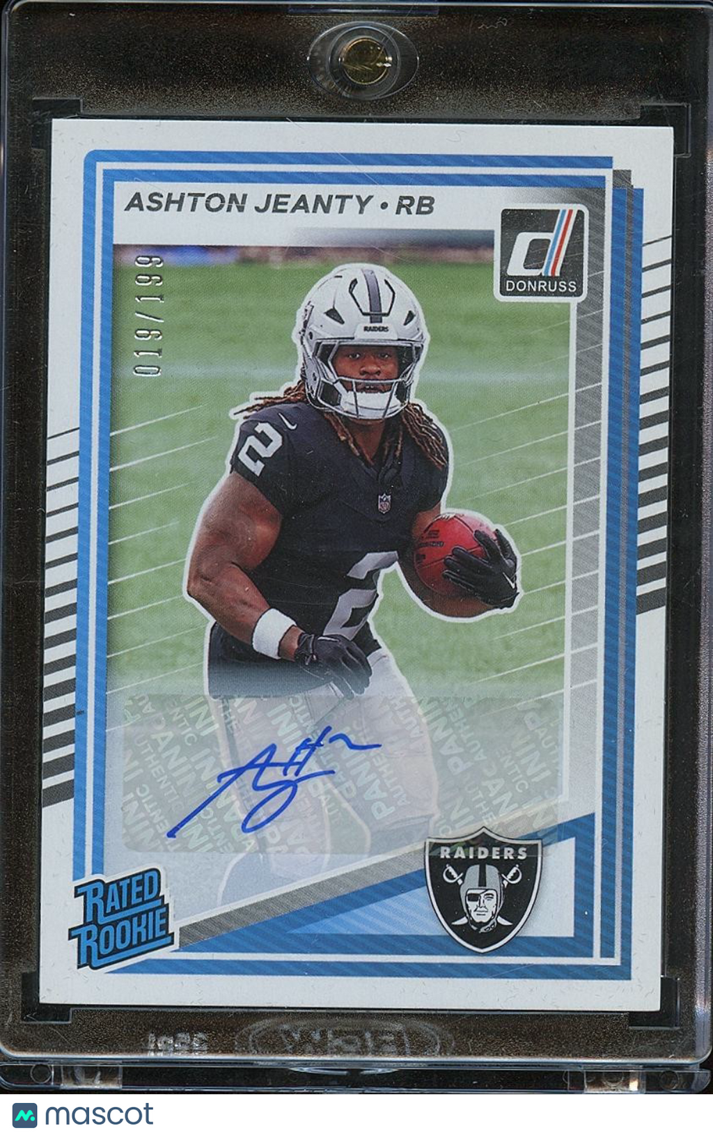 Ashton Jeanty 2025 Donruss Rated Rookie Auto Autograph RC LV Raiders 19/199