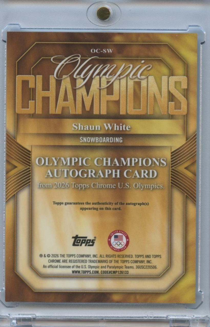 Shaun White 2026 Topps Chrome Olympics Auto Autograph Snowboarding 20/35