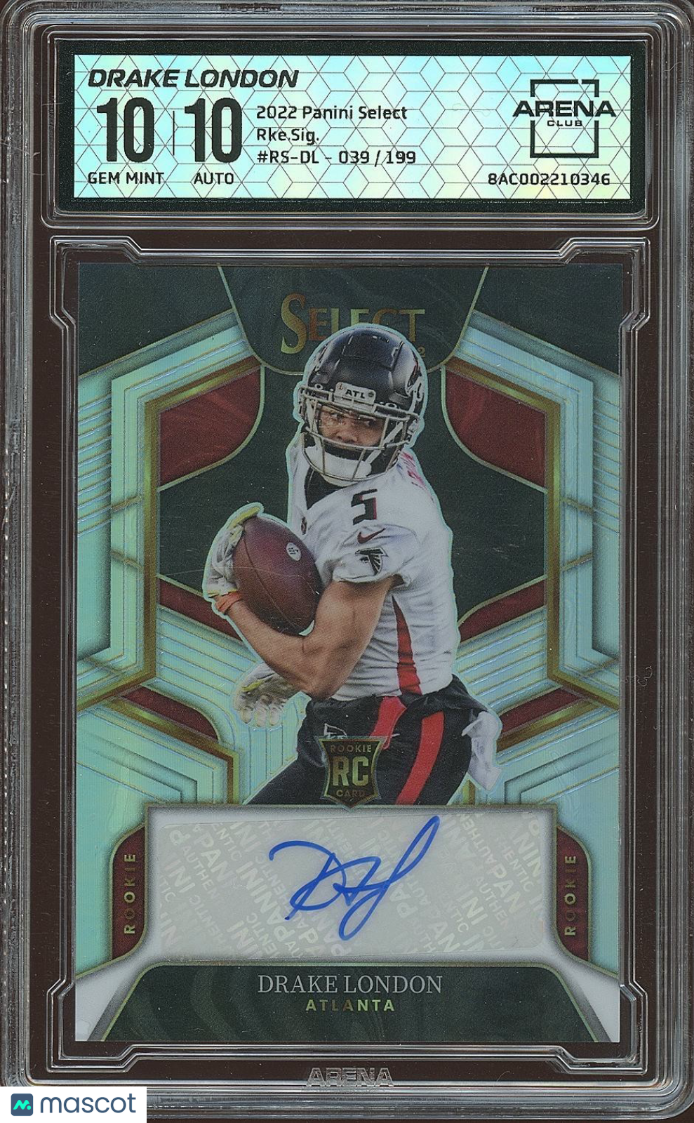 Drake London 2022 Select Auto Autograph RC Rookie Falcons /199 Arena Club 10 10