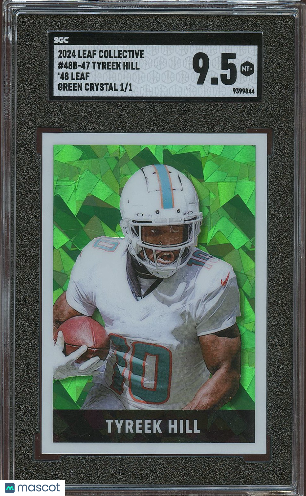 Tyreek Hill 2024 Leaf '48 Green Crystal Colormatch Miami Dolphins 1/1 SGC 9.5