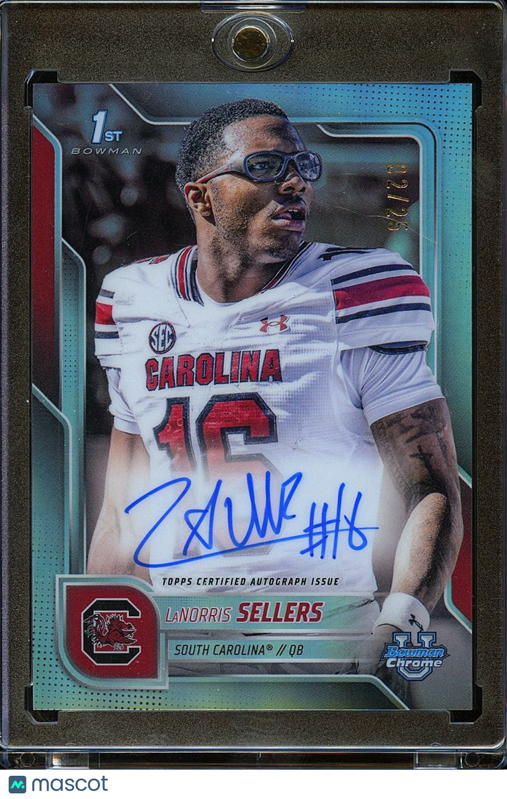 Lanorris Sellers 2025 Bowman Chrome 1st VARIATION Auto Autograph RC 2/25