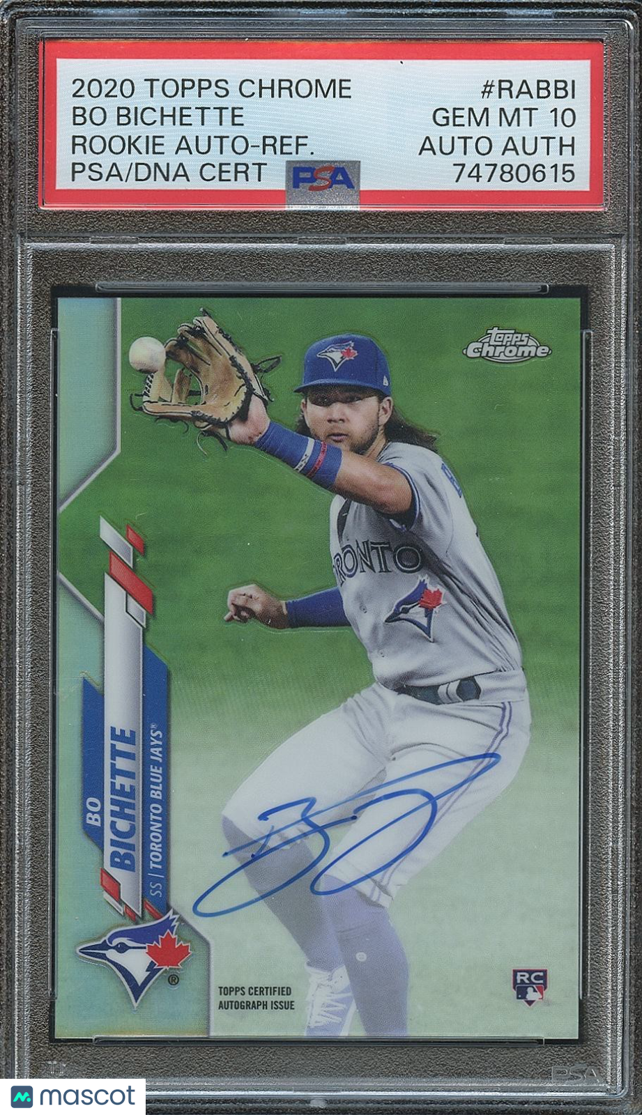 Bo Bichette 2020 Topps Chrome Auto Autograph Ref Rookie Blue Jays /499 PSA 10