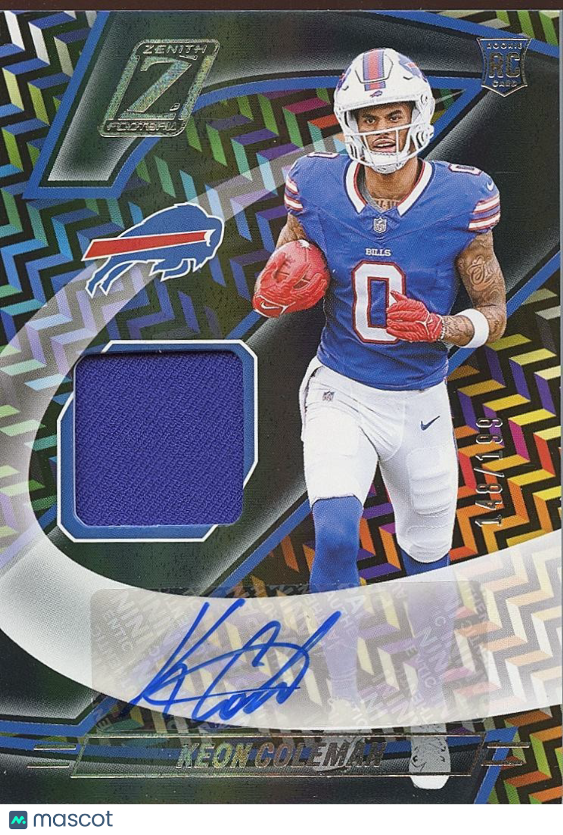 Keon Coleman 2024 Zenith Auto Autograph Jersey Patch RC Buffalo Bills 148/199