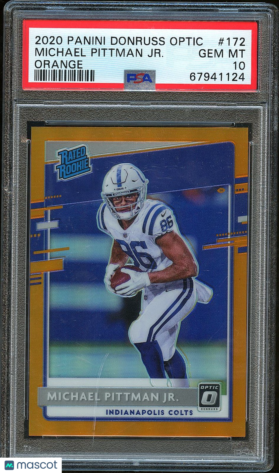 Michael Pittman Jr. 2020 Optic Rated Rookie Orange Prizm RC Colts 162/199 PSA 10