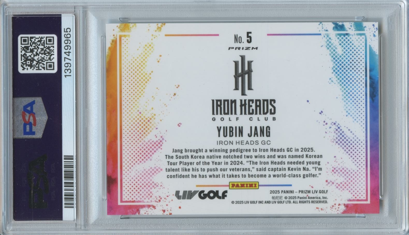 Yubin Jang 2025 Prizm LIV GOLF Color Blast Rookie RC SSP CASE HIT PSA 10