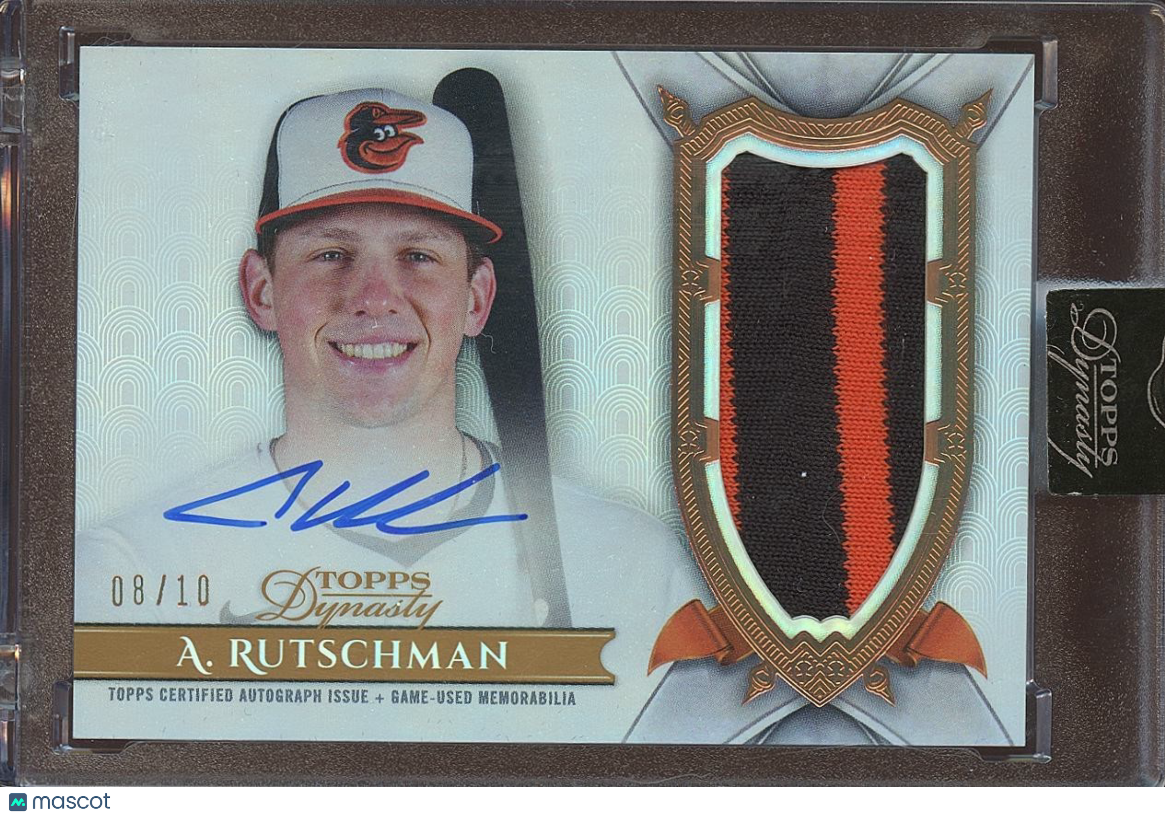 Adley Rutschman 2024 Topps Dynasty Auto Autograph Game Worn Patch Orioles 8/10