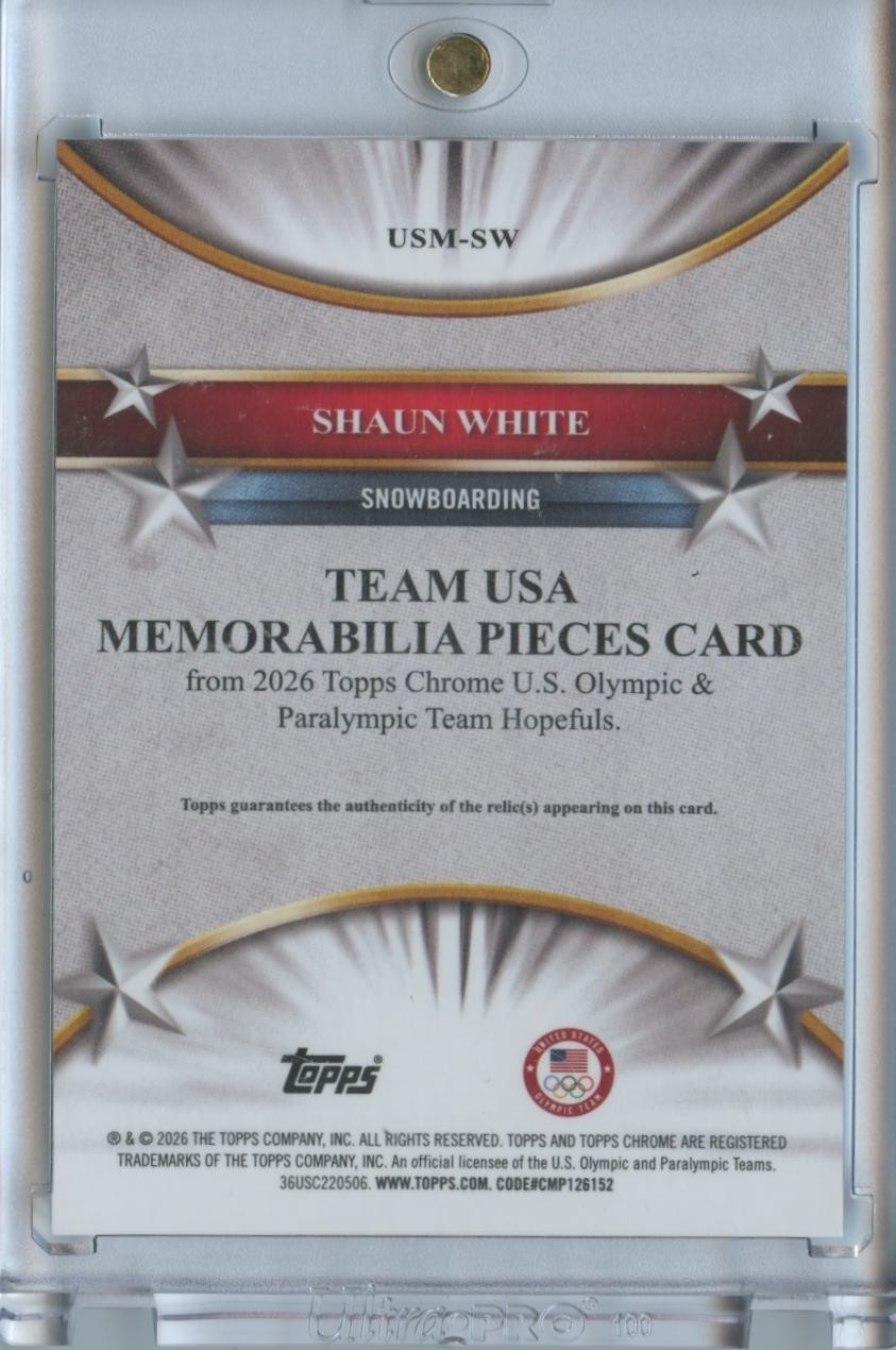 Shaun White 2026 Topps Chrome Olympics Player Used Patch Snowboarding