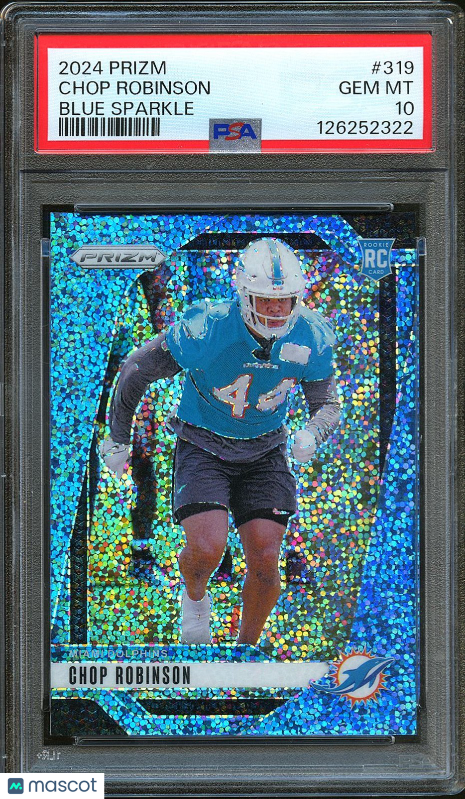 Chop Robinson 2024 Prizm Blue Sparkle Rookie RC Miami Dolphins 86/96 PSA 10