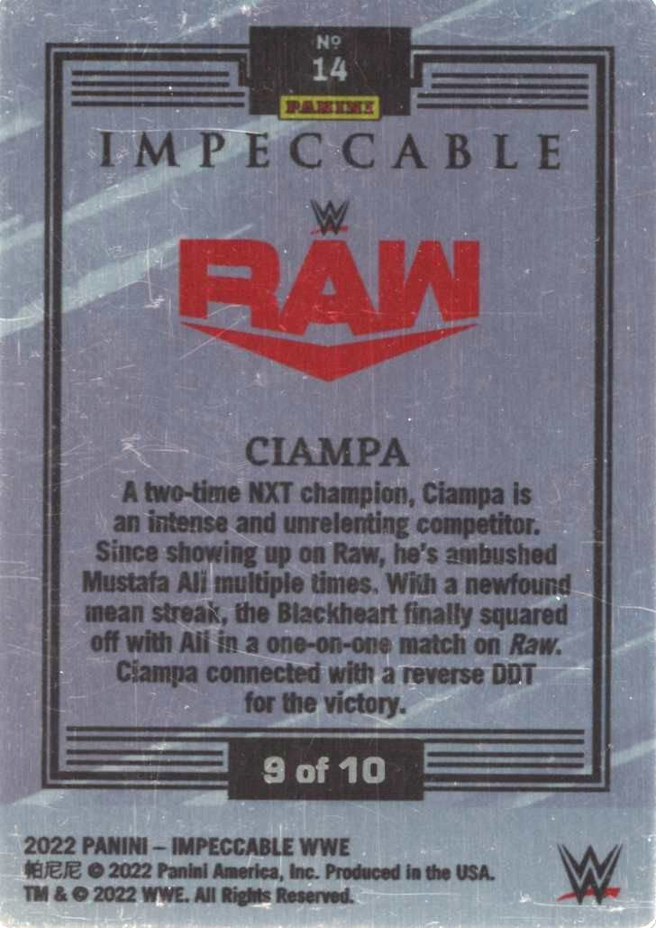 Ciampa 2022 Impeccable GOLD Metal Card SSP 9/10 WWE Wrestling RAW