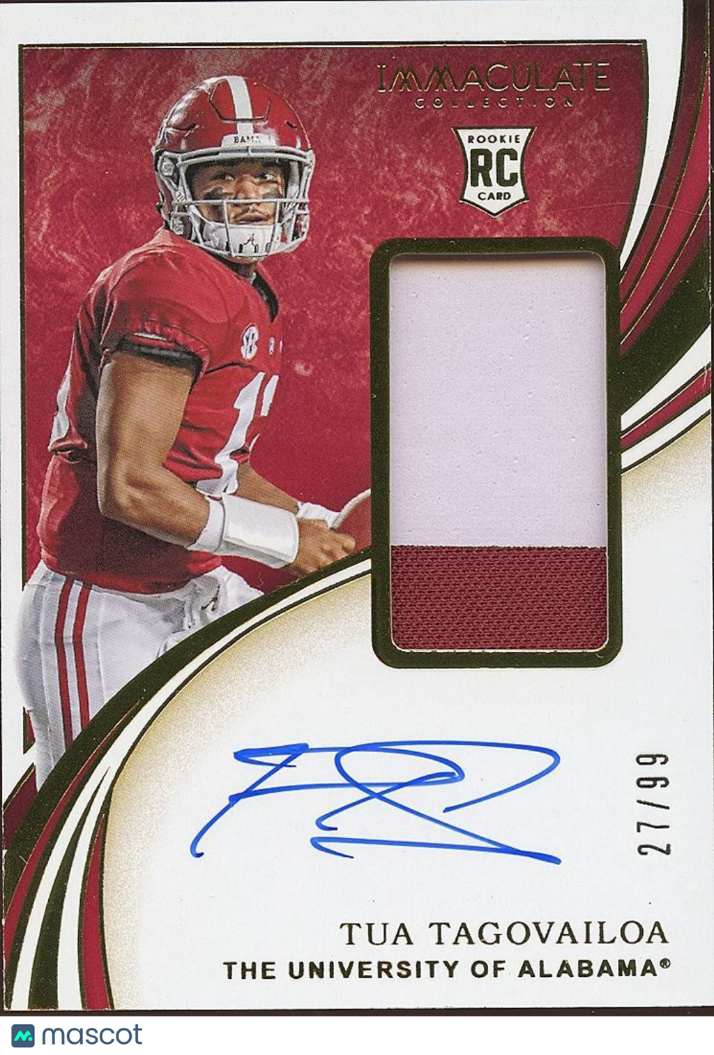 Tua Tagovailoa 2020 Immaculate Auto Autograph Patch RC Alabama Dolphins 27/99