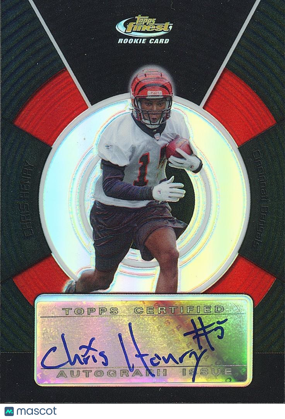 Chris Henry 2005 Topps Finest BLACK Refractor Auto Autograph RC Bengals 87/99