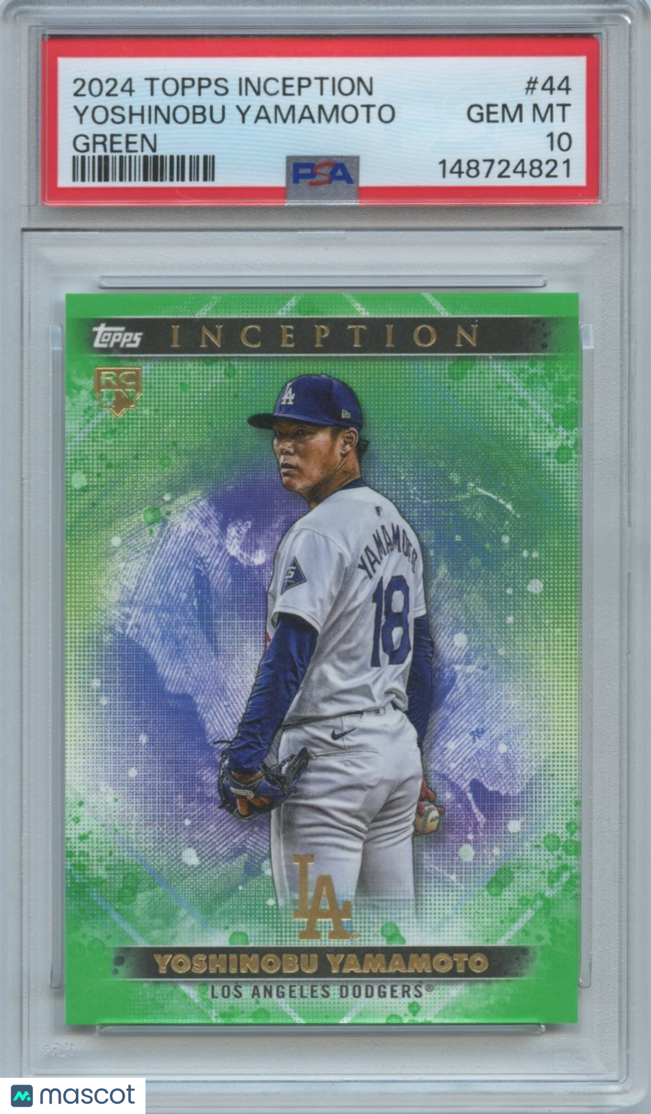 Yoshinobu Yamamoto 2024 Topps Inception Green Rookie RC LA Doders PSA 10