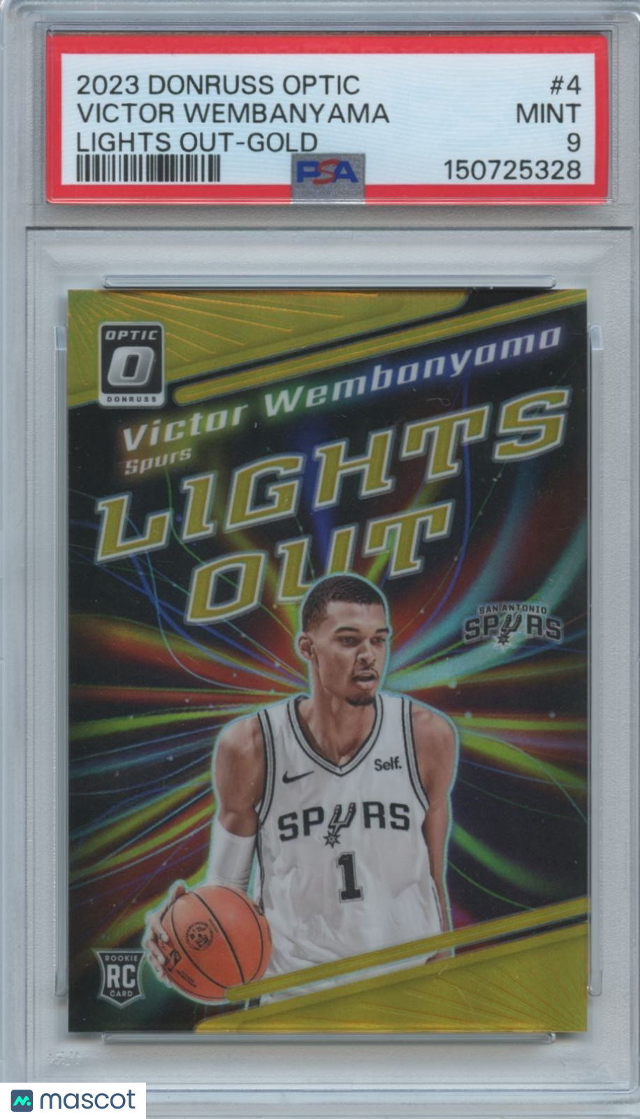 Victor Wembanyama 2023-24 Optic Lights Out GOLD Prizm Rookie RC Spurs 9/10 PSA 9