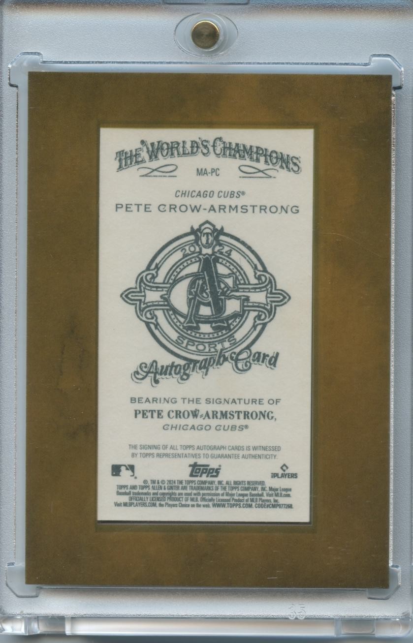 Pete Crow-Armstrong 2024 Allen & Ginter Auto Autograph RC Rookie Chicago Cubs