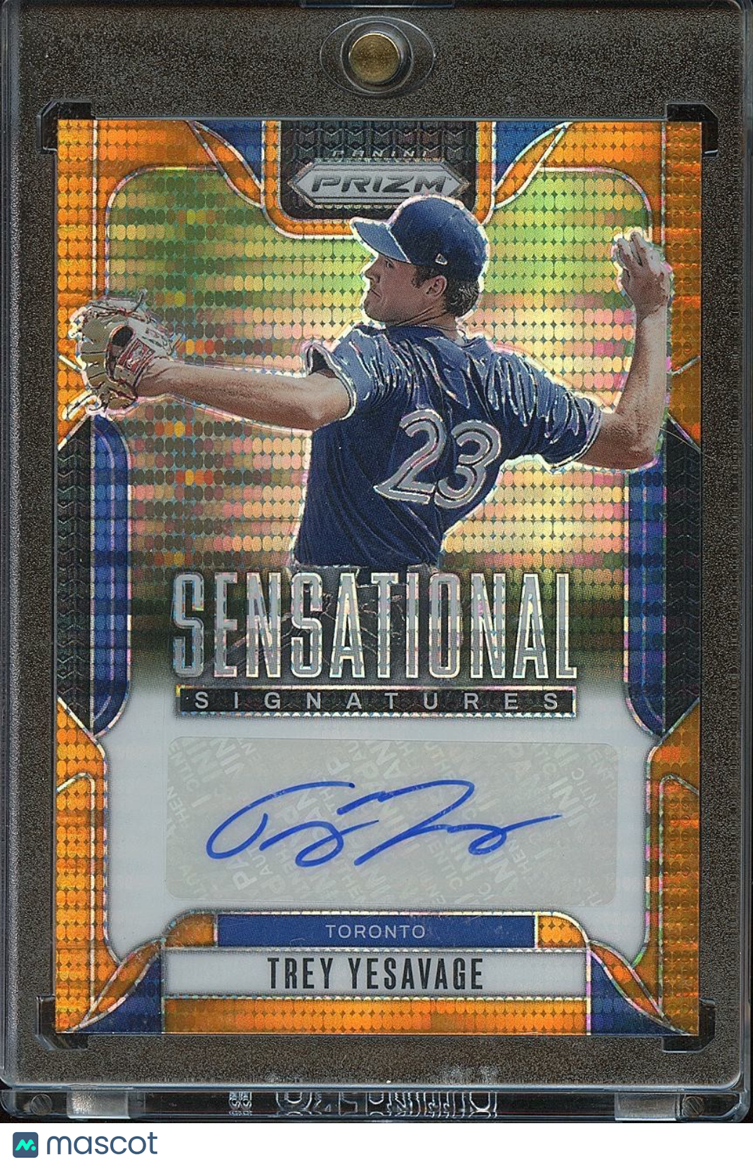 Trey Yesavage 2025 Prizm Orange Pulsar Auto Autograph Toronto Blue Jays 86/99