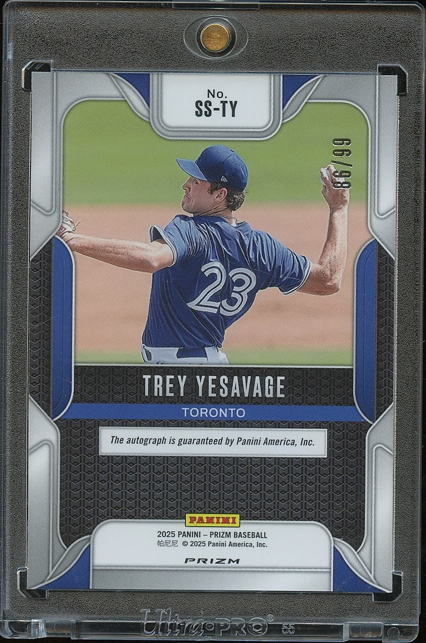 Trey Yesavage 2025 Prizm Orange Pulsar Auto Autograph Toronto Blue Jays 86/99