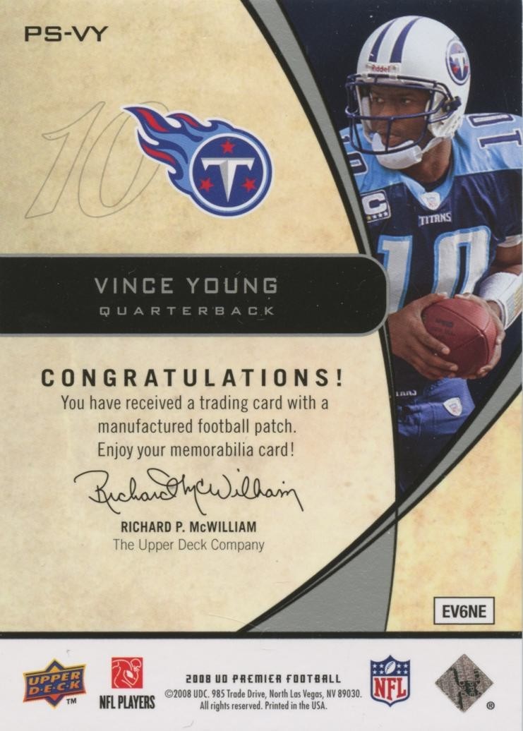 Vince Young 2008 Upper Deck Stitchings Logo Patch Texas Longhorns 9/30