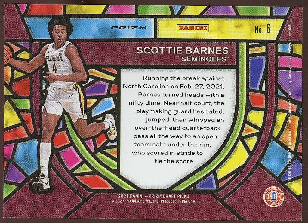 Scottie Barnes 2021 Prizm Draft Stained Glass SSP Rookie CASE HIT Florida State