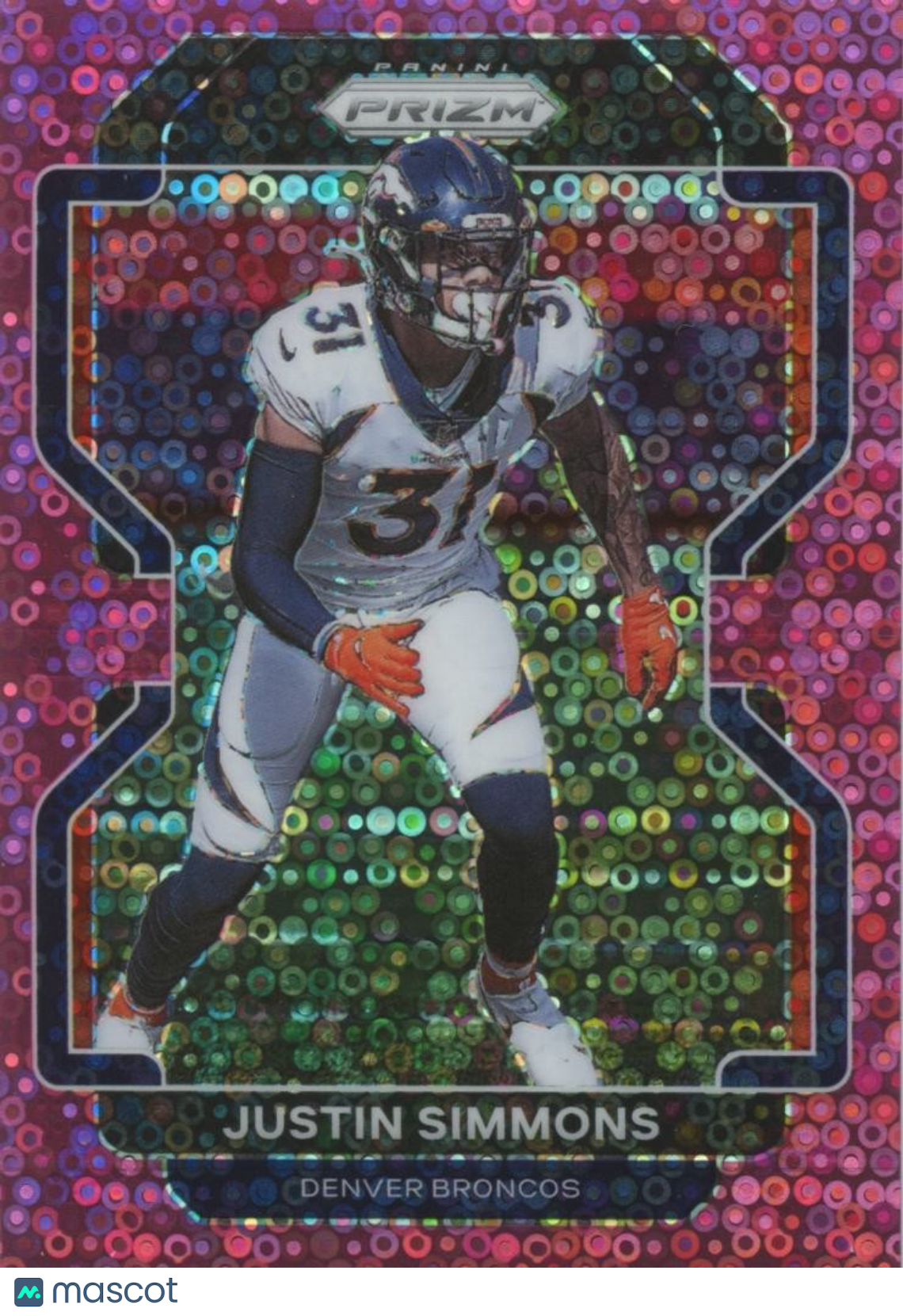 Justin Simmons 2021 Prizm No Huddle Pink Prizm SSP Denver Broncos 5/15