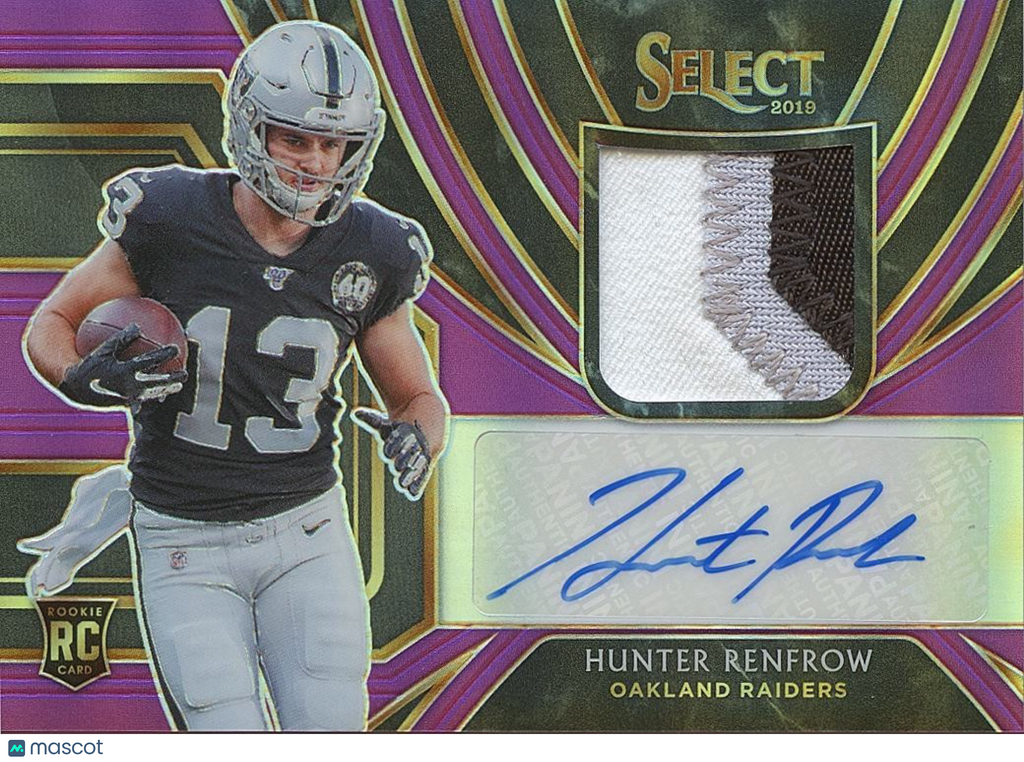 Hunter Renfrow 2019 Select Auto Autograph Patch Rookie RC Oakland Raiders 7/49