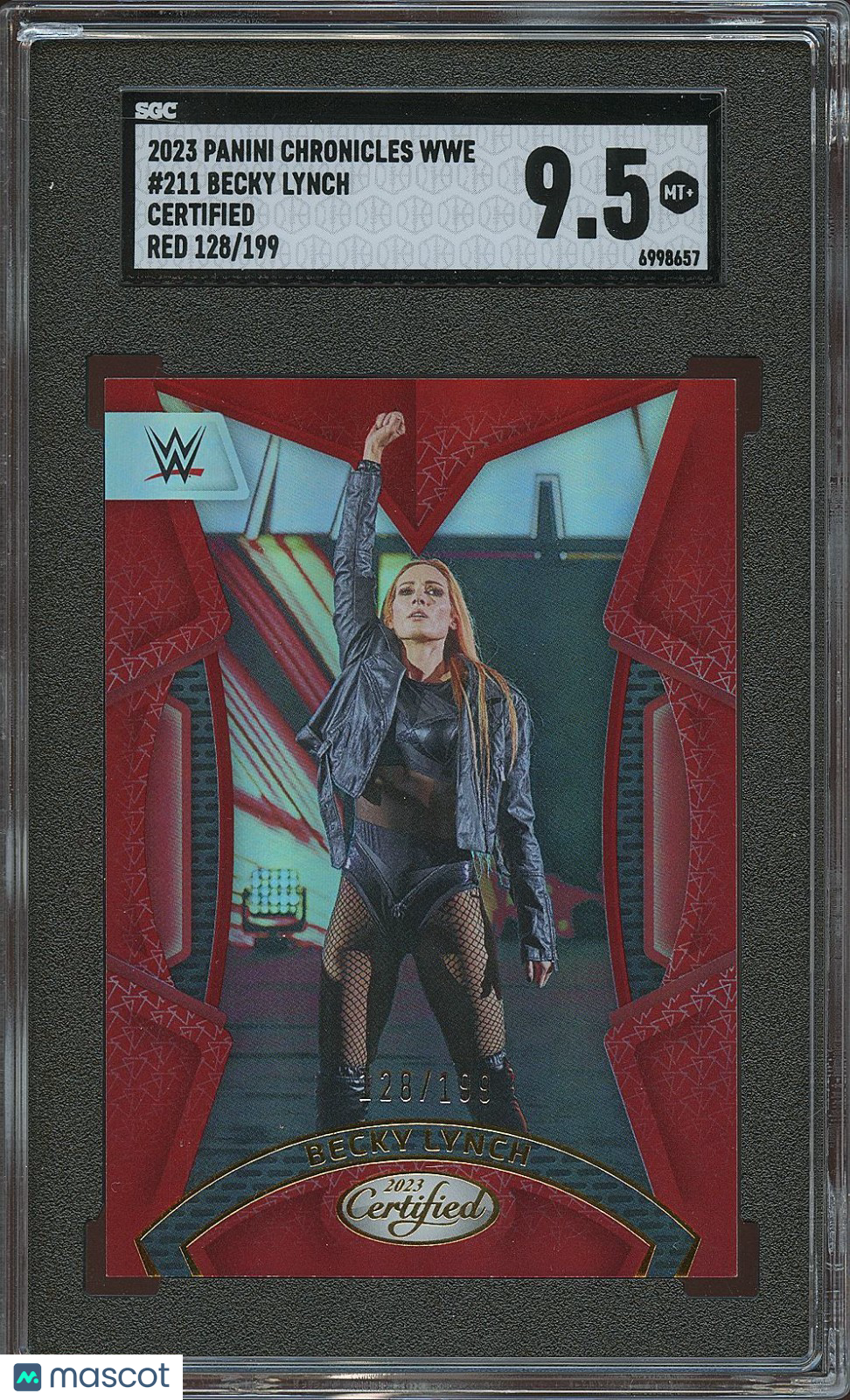 Becky Lynch 2023 Certified Mirror RED #211 WWE Wrestling 128/199 SGC 9.5