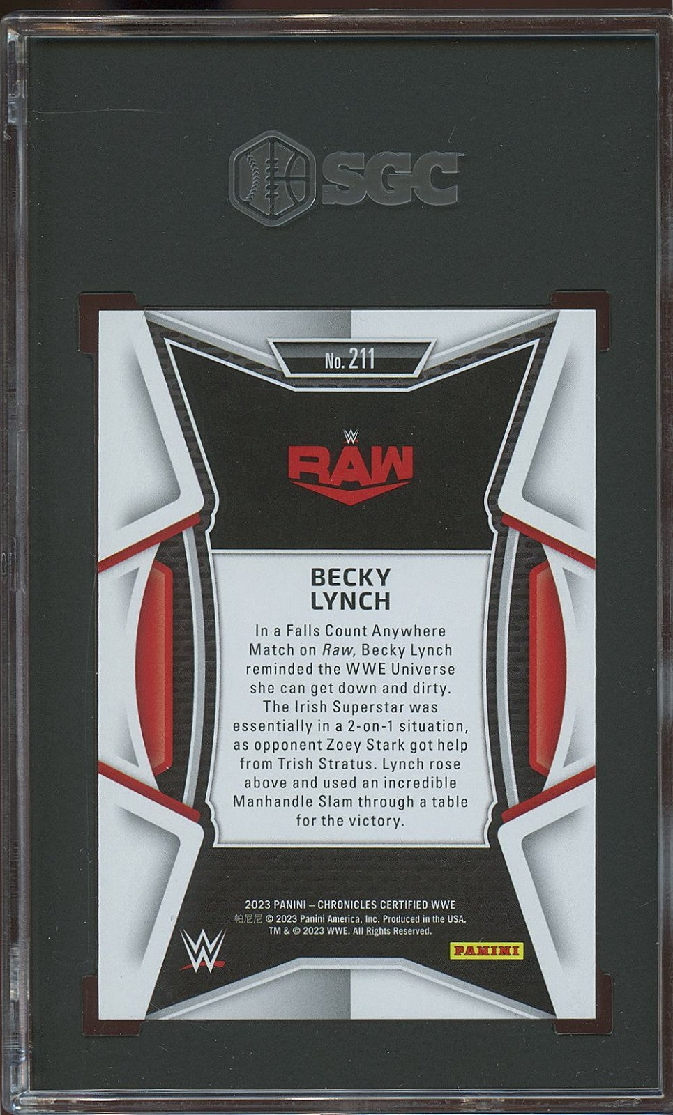 Becky Lynch 2023 Certified Mirror RED #211 WWE Wrestling 128/199 SGC 9.5