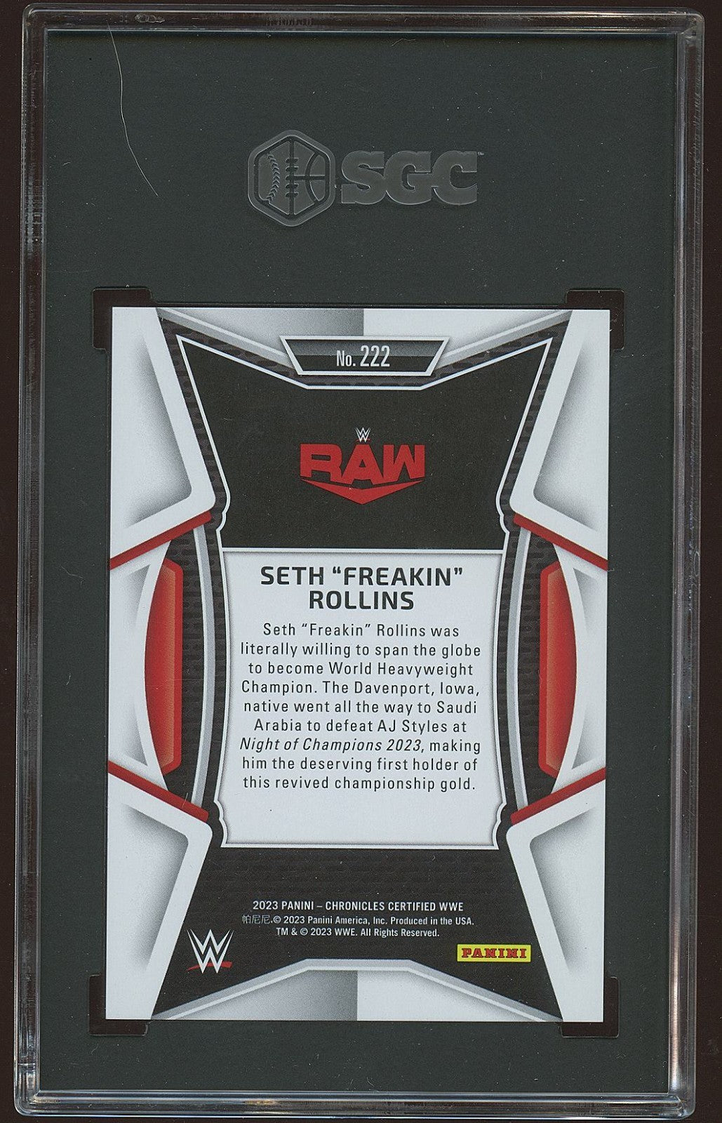 Seth Freakin Rollins 2023 Certified Mirror Purple 34/49 WWE Wrestling SGC 10