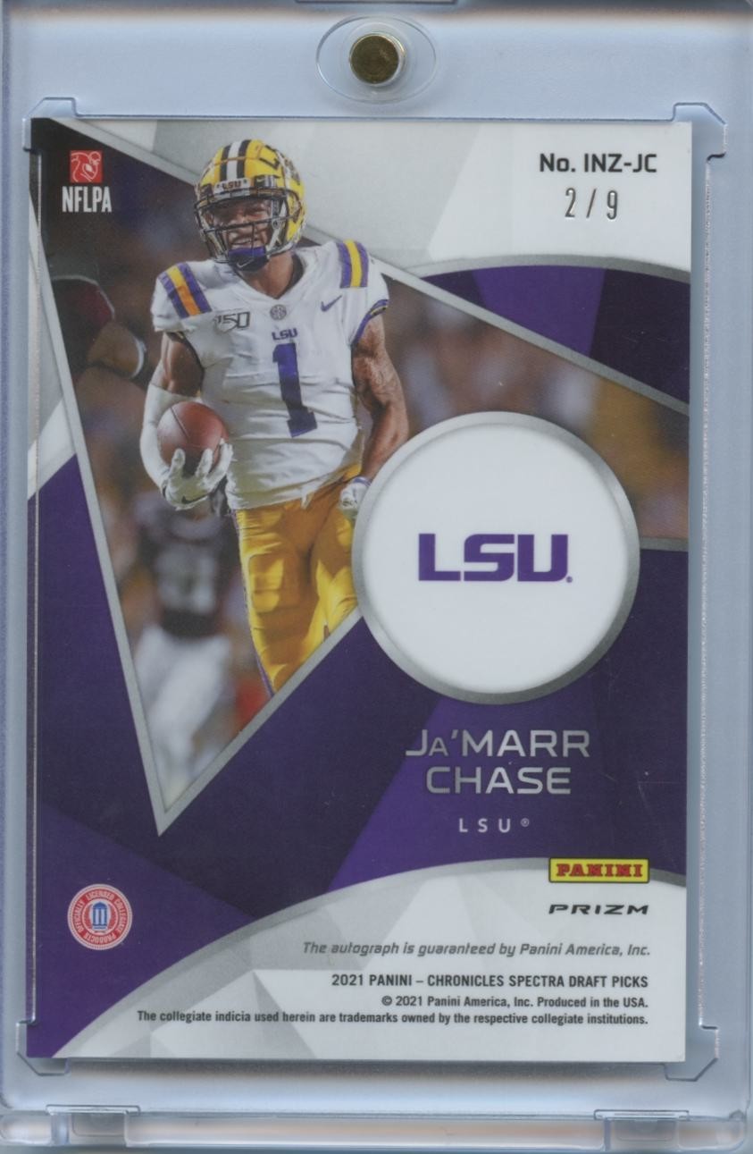 Ja'Marr Chase 2021 Spectra Auto Autograph Rookie RC SSP LSU Tigers Bengals 2/9