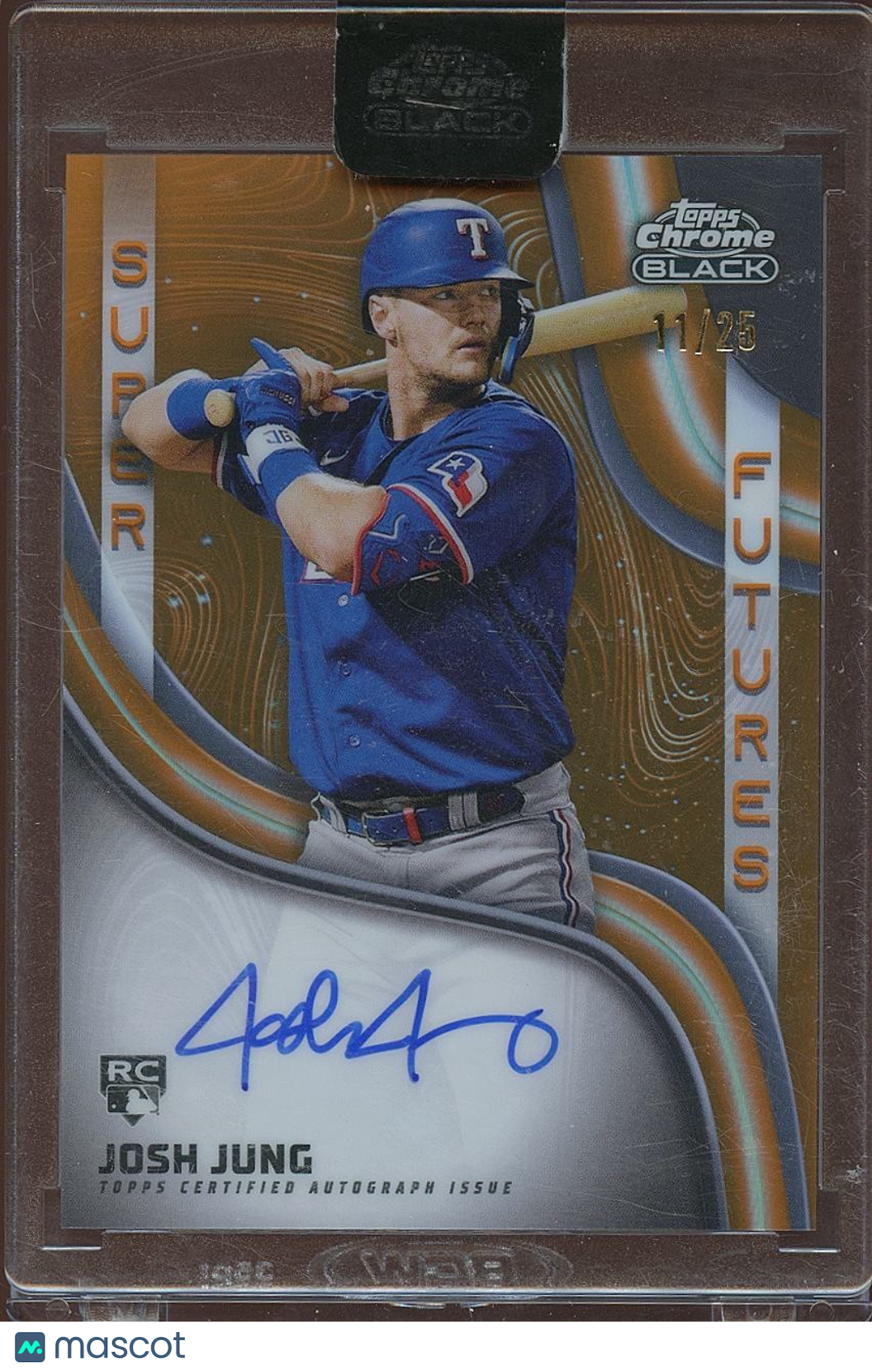 Josh Jung 2023 Topps Chrome Black Auto Autograph Orange RC Texas Rangers 11/25
