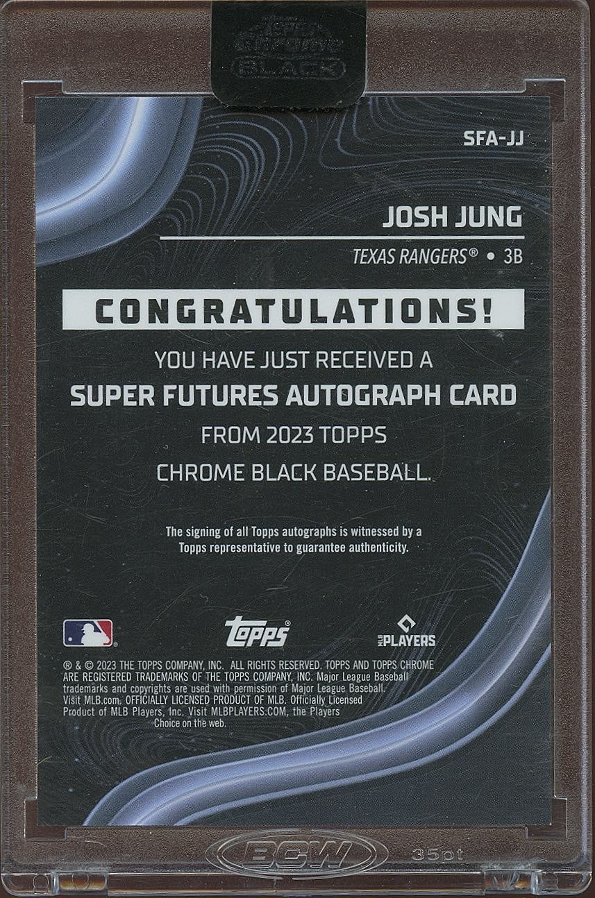 Josh Jung 2023 Topps Chrome Black Auto Autograph Orange RC Texas Rangers 11/25