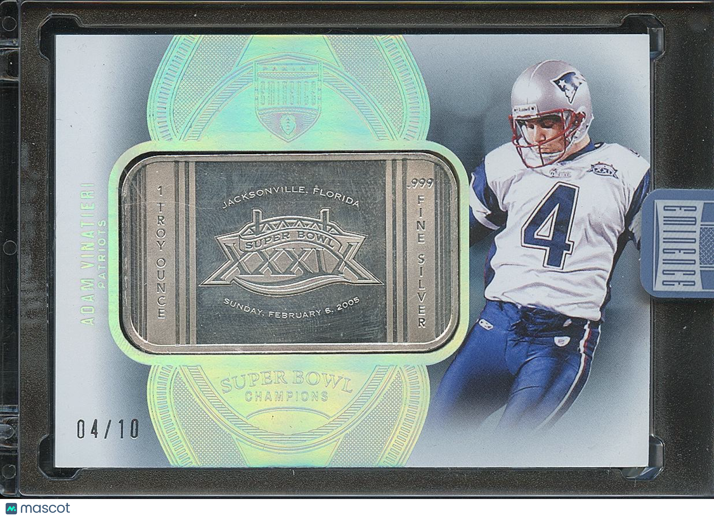 Adam Vinatieri 2024 Eminence  Silver Troy Ounce JERSEY NUMBER NE Patriots 4/10