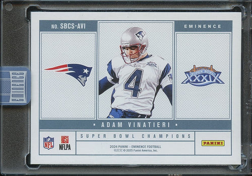 Adam Vinatieri 2024 Eminence  Silver Troy Ounce JERSEY NUMBER NE Patriots 4/10