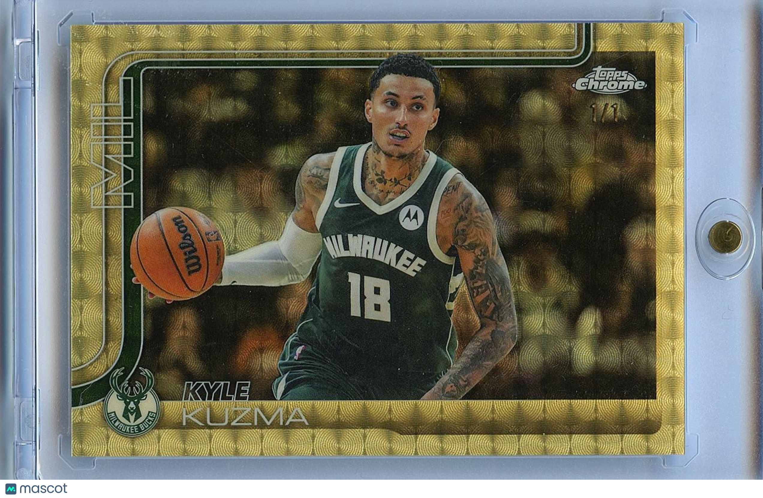Kyle Kuzma 2025-26 Topps Chrome SUPERFRACTOR 1/1 Milwaukee Bucks #118