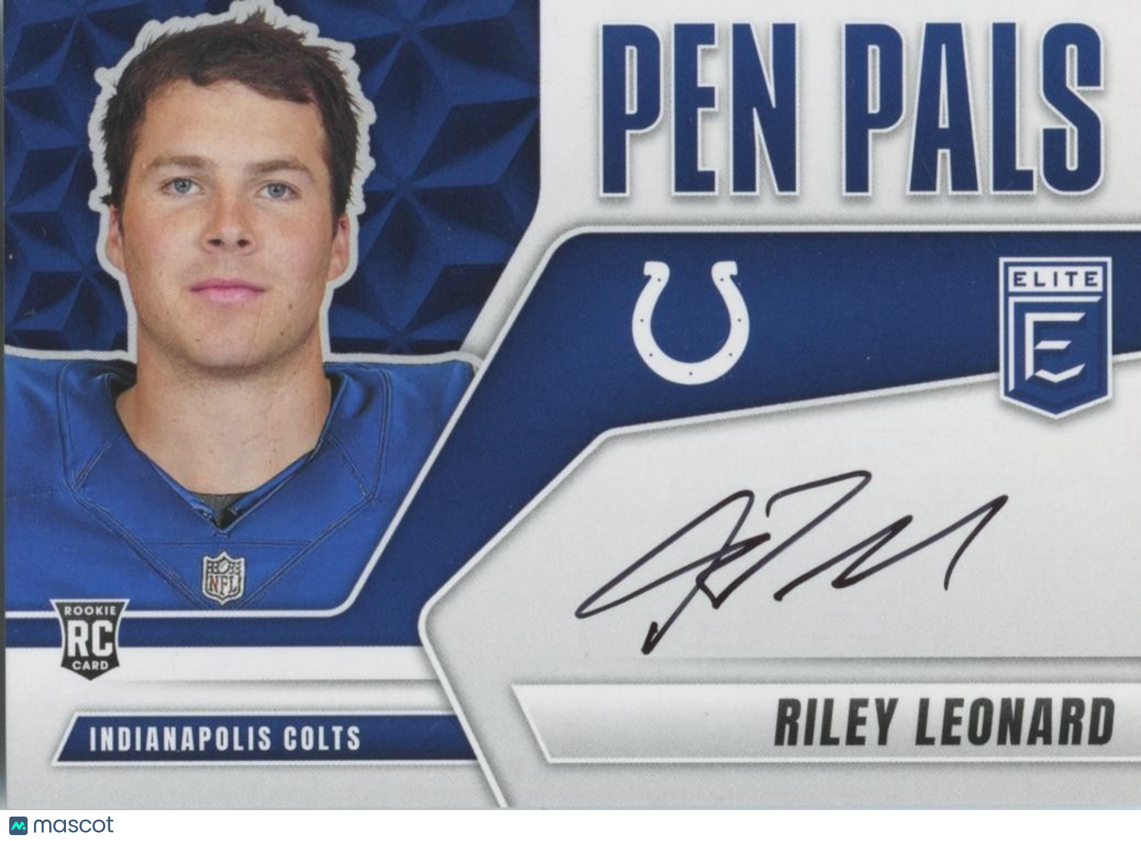Riley Leonard 2025 Elite Pen Pals Auto Autograph RC Indianapolis Colts