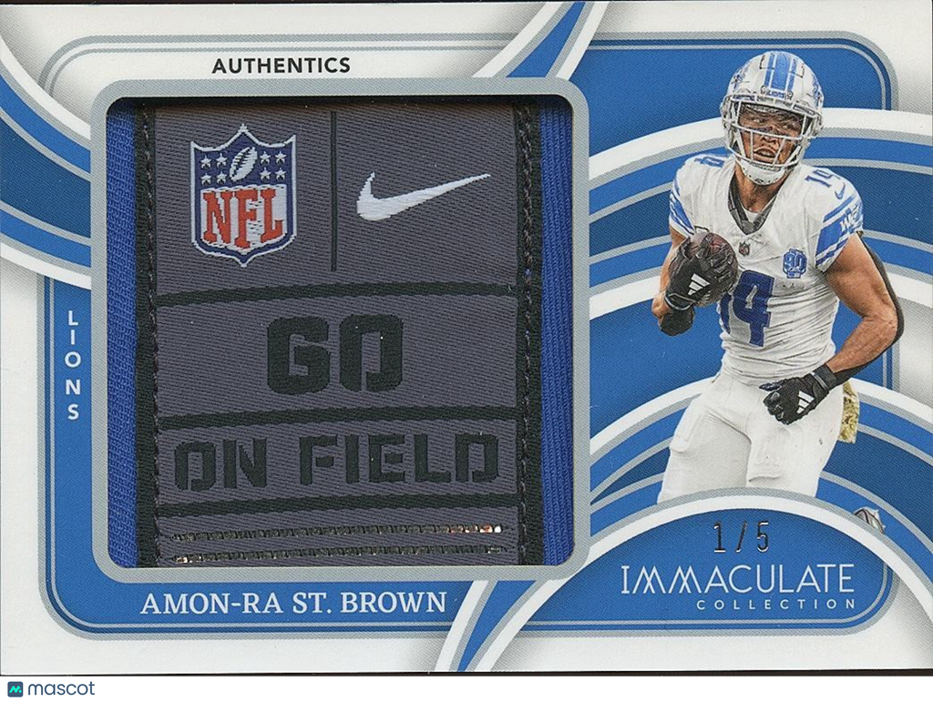 Amon-Ra St. Brown 2024 Immaculate Laundry Tag Patch Detroit Lions 1/5