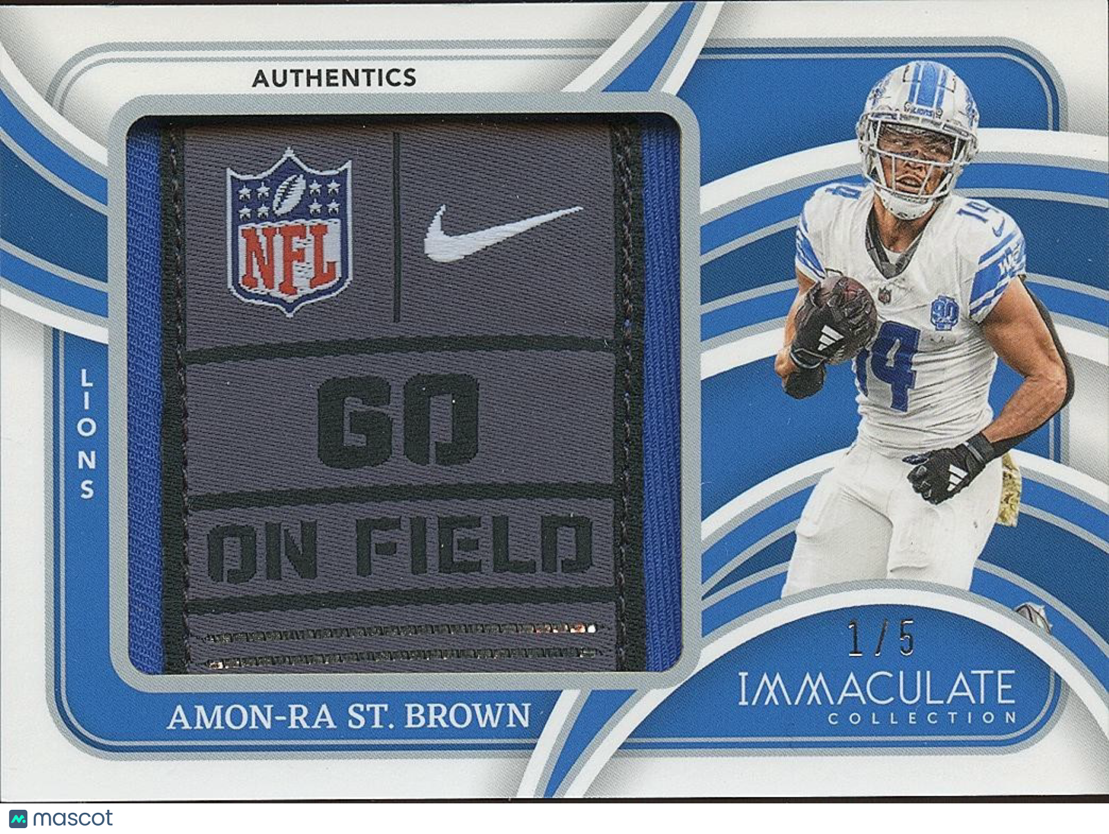 Amon-Ra St. Brown 2024 Immaculate Laundry Tag Patch Detroit Lions 1/5
