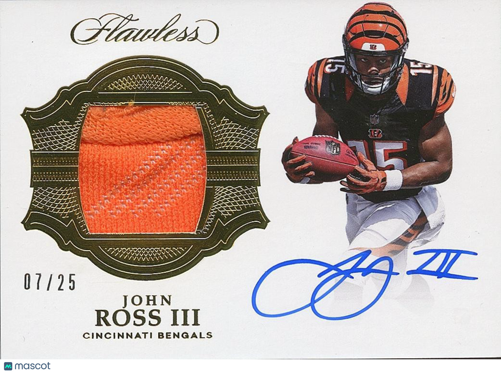 John Ross III 2017 Flawless Auto Autograph Glove Rookie Cincinnati Bengals 7/25