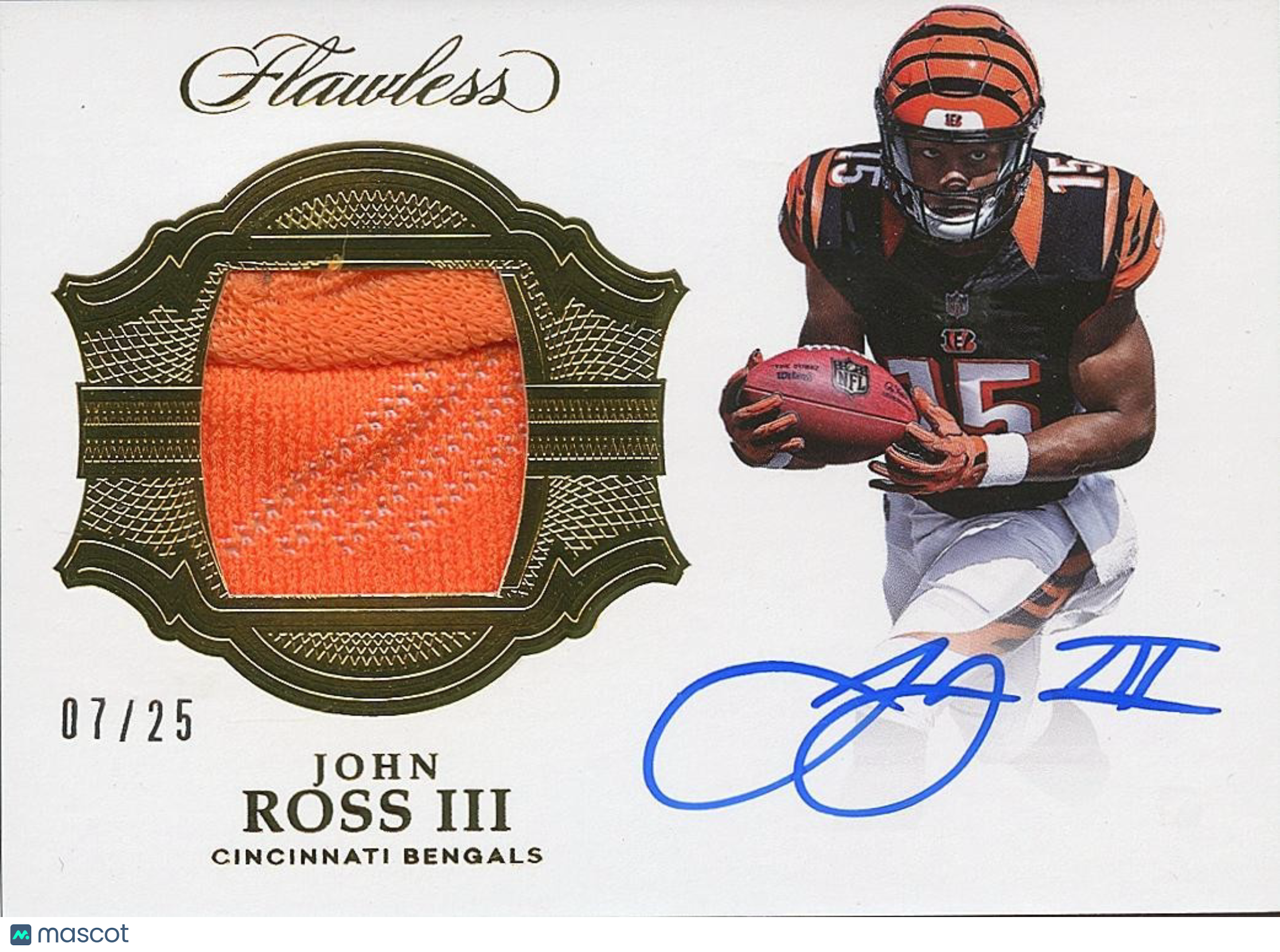John Ross III 2017 Flawless Auto Autograph Glove Rookie Cincinnati Bengals 7/25