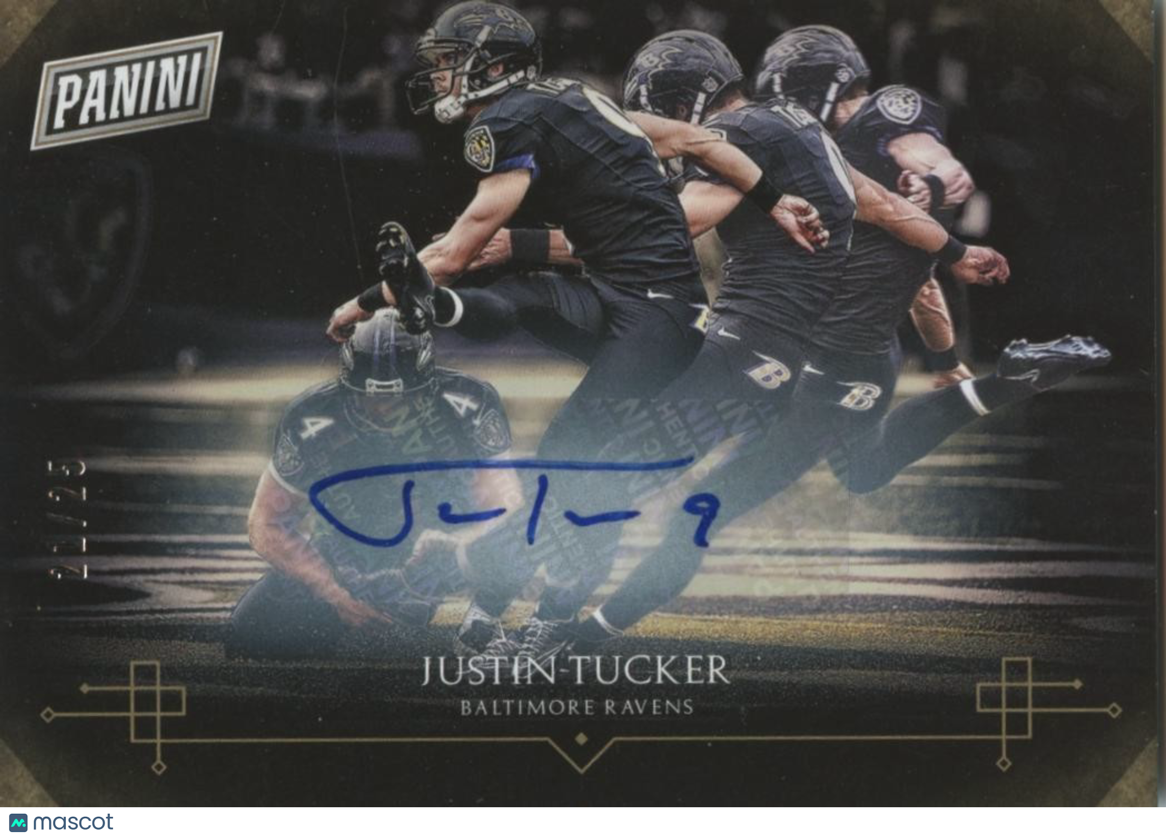 Justin Tucker 2015 Panini Black Friday Auto Autograph Baltimore Ravens 21/25