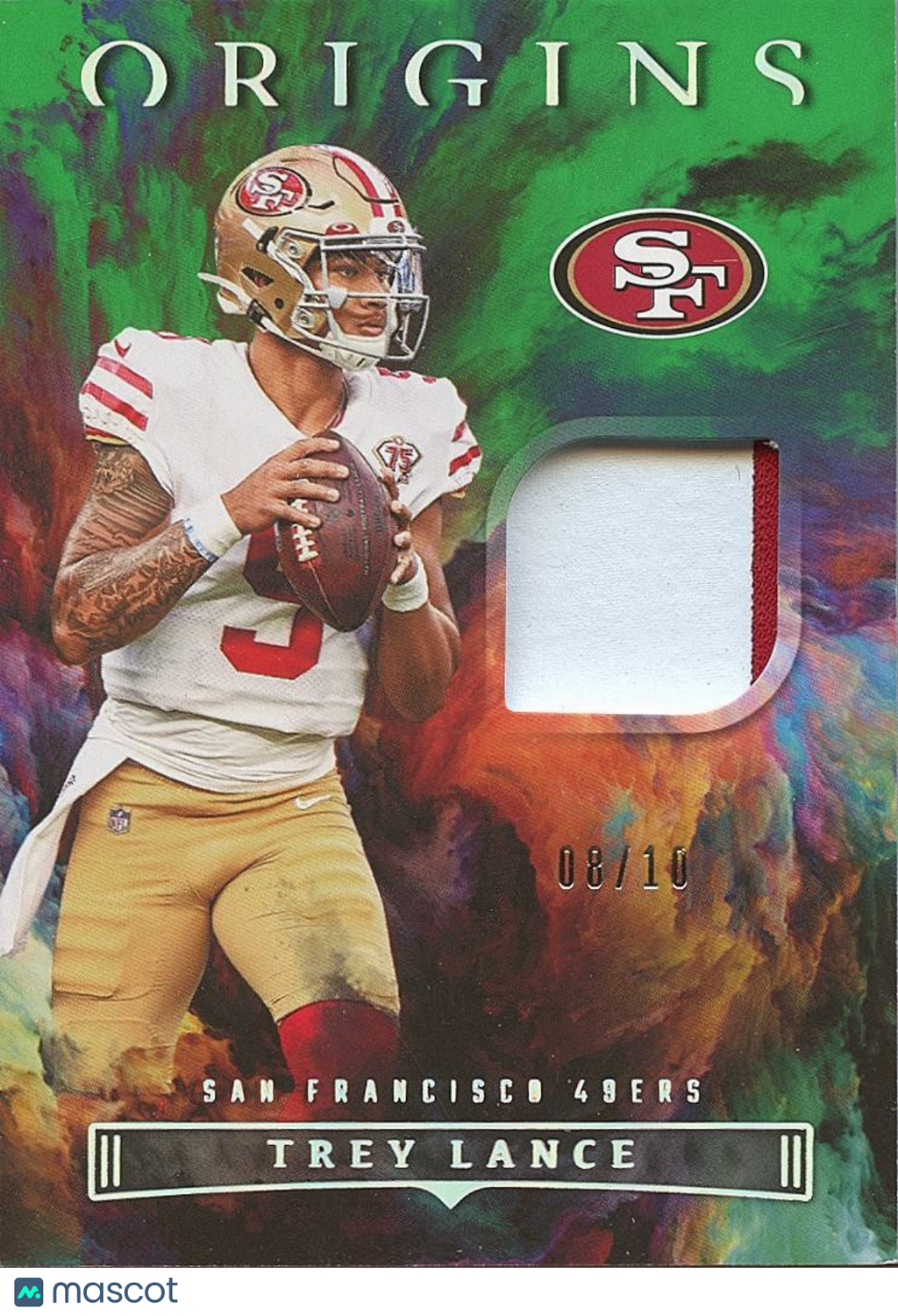 Trey Lance 2022 Origins Green Jersey Patch SSP San Francisco 49ers 8/10