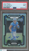 Sam Laporta 2023 Prizm Silver Auto Autograph RC Rookie Detroit Lions PSA 9