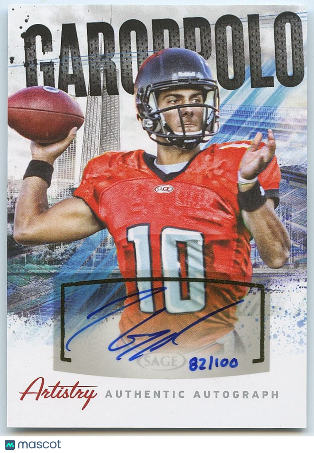 Jimmy Garoppolo 2014 Artistry Auto Autograph RC New England Patriots 82/100