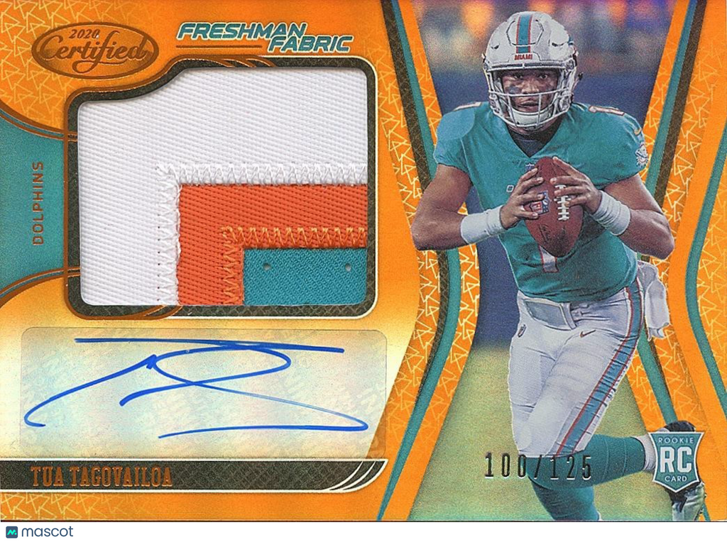 Tua Tagovailoa 2020 Certified Auto Autograph Patch RC Miami Dolphins 100/125